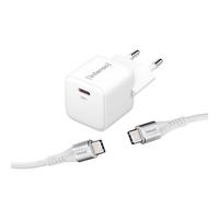 INTENSO 7803042 - Caricabatterie USB, 30 W, 1 USB-C, GaN, bianco, cavo USB-C 1,5 m