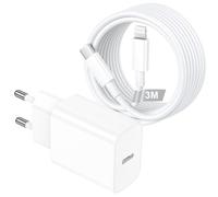 Caricatore iPhone con Cavo Lightning, 30W Caricatore USB C Rapido e Cavo USB C Lightning da 3m, Caricabatterie iPhone Presa Spinotto USBC per iphone 14 13 12 11 Pro Max XS XR SE 8 7 6 Plus 5, iPad