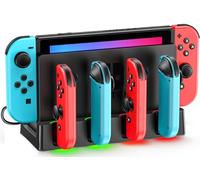 Caricatore Joy-Con per Nintendo Switch/OLED, Stazione di Ricarica per 4 Joy-Con Controller con Indicatore LED, Base di Ricarica Accessori Switch con Cavo USB-C