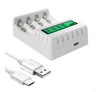 Caricatore LCD con display, 4 slot per AA AAA NiCd LCD Charger | Smart Charger AA AAA,Stazione di ricarica display LCD,4 Slot NiCd ricaricabile