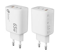 Caricatore Leotec LECSPH65W3W2 GaN 65W 2xUSB-C PD 1xUSB-A Bianco Ultra Slim