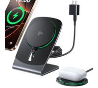 Caricatore magnetico senza fili INIU, Pad di ricarica wireless Mag-Safe certificato Qi2 da 15W con ventola di raffreddamento, Pad di ricarica veloce per iPhone 17 16 15 14 13 12 Serie AirPods 4 3 2