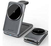 Caricatore Magnetico Senza Fili per Samsung Galaxy S25 Ultra S24, Supporto Pieghevole per Caricatore Mag-safe da Viaggio con Espulsione con Un Clic 3 in 1 per Galaxy Watch Ultra 7 6 Galaxy Buds 3