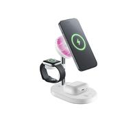 Cellularline MAG TRIO Stazione di Ricarica Wireless 3in1 con Qi2, 15W per Smartphone, Auricolari e Smartwatch Apple/Samsung, Adattatore Magnetico Incluso, Pad Sicuro e Versatile