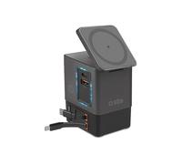 Caricabatteria Magsafe SBS Caricatore stazione di ricarica wireless 6 in 1 100W, Cavi Type-C integrati da 65W, Porta USB-A 18W, USB-C 20W, Nero