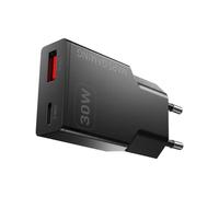 Mars Gaming MD-GAN30, Caricatore USB 30W, Ricarica Rapida PD 3.0 e QC 3.0, Tecnologia GaN, Formato Ultracompatto e Leggero, 9 Protezioni di Sicurezza, Porta USB-C e USB-A, Spina Europea Tipo C, Nero