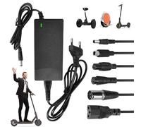 Caricatore Monopattino Elettrico 42V 2A, Carica Batteria Monopattino Elettrico con 6 Connettori Caricatore per Hoverboard con Indicatore di Carica a LED Universale Adattatore di Alimentazione