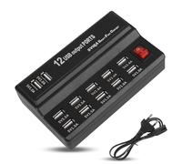 Caricatore Multiplo, 12 Porte Stazione di Ricarica USB Portatile Adattatore Hub USB 5V 10A Ciabatta Multipresa Caricatore USB Multiplo per Cellulari, Tablet e Altri Dispositivi (EU)