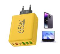 Caricatore Multiplo USB - Station Di Caricamento 6 Biglietti, Adattatore A Parete Da 65 W | Design Compatto Sicuro, 4 Porte USB 2 Di Tipo C, Tablet Di Telefoni Stabili Ad Energia Rapida Dispositivi El