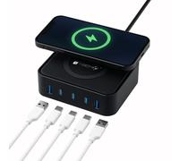 Caricatore multiporta 65W wireless I CHARGE WR65AC 3 USB C 2 USB A compatto nero