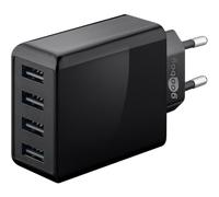 GOOBAY 44953 - Caricabatterie USB, 5 V, 2 A, 4 vie, nero