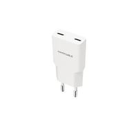 Caricatore Nanocable 2xUSB-C Power Delivery 20W Bianco Ricarica Rapida