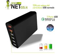 CARICATORE PER Asus Zenfone 2 6 porte usb Quick Charge 2,0 NERO 03006