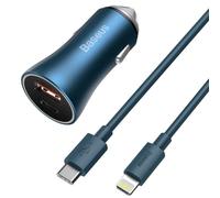 Caricatore per Auto Baseus Golden Contactor Pro 40W USB-C e USB Blu