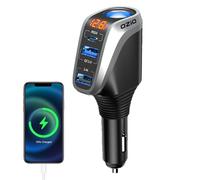Caricatore per auto USB C - 12 V - 24 V Retractable Car Charger | Fast Charging Carr Adapter with Retractable Cable and LED Voltage Display | 188 W univerrsal Plug Charger with 3 porte USB Compatible