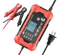 Caricatore per batteria da auto, 12 V, 12 V, 6 A, caricatore galleggiante automatico e desolfatore, caricatore lento con schermo LCD per tutti i veicoli