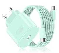Caricatore per iPhone 17/17 Pro/17 Pro Max/17 Air, iPhone 16 15 Pro Max Plus, 27W USB C Caricabatterie Alimentatore Presa Spina Rapido con Cavo 2M(Verde)