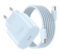 Caricatore per iPhone 17/17 Pro/17 Pro Max/17 Air, iPhone 16 15 Pro Max Plus, 27W USB C Caricabatterie Alimentatore Presa Spina Rapido con Cavo 2M(Blu)