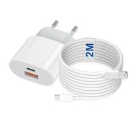 Caricatore per iPhone Certificato Apple MFi, 20W 2-Porto USB A & USB C Rapido Caricabatterie per iPhone 14/14 Pro/14 Pro Max/14 Plus/13/12/11/XS/XR/X/SE/8/7, Alimentatore con Cavo Lightning da 2m