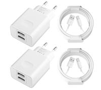 Caricatore per iPhone, [Certificato MFi Apple] 2-Pack 12W 2Port USB Caricabatterie con Cavo per iPhone 14 13 12 11 Pro Max Plus Mini XS XR X SE 8 7 6S iPad Carica Batteria Presa Alimentatore USB