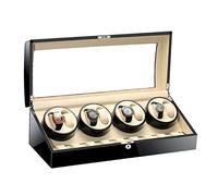 Caricatore per Orologi a lampadario - Scatola espositiva Automatica con Finitura Nera per Pianoforte, Piano in Vetro, Rivestimento in Pelle e Motore Silenzioso (8+9 Nero)