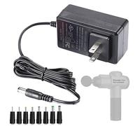 Caricatore per pistola da massaggio, 24V/1A Uscita del caricatore della pistola di massaggio: DC 24V o 25.2V-0.6A Pistola da massaggio Cavo di alimentazione Muscle Blaster con 8 adattatori DC Power Converter