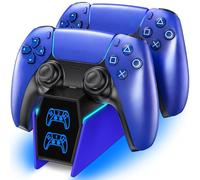 Caricatore per PS5 Controller con Cavo, Base di Ricarica per P5 e P5 Edge, 2,5H Riarica per PS5 Controller Compatibile con PS 5 Edge, Kit Accessori per Playstation 5 Console, Blu