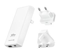 Caricatore per smartphone/tablet GaN 45W Porta USB-C e USB Prese EU / UK / US - Nouvo