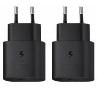Caricatore Rapido 25W con Porta USB-C, Compatibile con Samsung, iPhone, iPad, Xiaomi, Huawei, Motorola, Pixel, Oppo, OnePlus, senza Cavo, Nero (2 Pezzi)