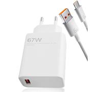 Caricatore Rapido 67W USBC con Cavo 1M per Xiaomi Redmi Note 13/12 Pro, 12S Ultra, 11T, Poco F5/X5 Pro, Mi 11/12 Ultra, K60/K50, Compatibile Cavo USB-A a USB-C, Ricarica Veloce 6A Sicura e Portatile