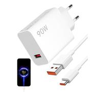 Caricatore Rapido 90W HyperCharge + Cavo USB-C 6A 1 m per Xiaomi 15/14/13 Ultra, POCO X7 Pro/F6/F7 Pro, Redmi Note 14/13 K80; Adattatore Turbo Charge 67W/45W/33W, Ricarica Veloce USB Type-C