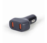 Caricatore Rapido Auto Gembird TA-U2QC3-CAR-01 USB QC 3.0 2 Porte 36W Nero