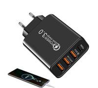 Caricatore rapido - Blocco di ricarica multiplo compatto per smartphone, tablet, laptop, alimentatore portatile per ufficio, casa, viaggio, auto, ad alta velocità con sistema di protezione