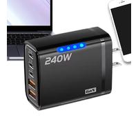 Caricatore Rapido - Caricabatterie Rapido 240W,Cubo Di Ricarica 5 Porte Con Spia Luminosa - Per Smartphone, Laptop, Tablet, Casa, Viaggio, Hotel, Dormitorio, Comodino, Scrivania