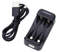 Caricatore rapido compatto per batterie AA/AAA. Design elegante in nero. Risparmia tempo ed energia, ideale per mantenere i tuoi dispositivi sempre pronti. Potenza ed efficienza alla portata!
