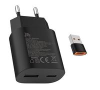 Caricatore rapido da 25 W USB C + 15 W USB A per Samsung Galaxy S25 S24 S23 S22 S21 S20 S10 A56 A55 A54 A36 A35 A16 A05s Z Flip 6/5 per: iP Hone 16 15/15 Pro/16 15 Pro Max/16 15 Plus nero Chargers