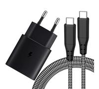 Caricatore Rapido da 25W per Samsung, Caricatore USB C con Cavo di Ricarica in Nylon da 2M di Tipo C per Samsung Galaxy S25/S24/S23/S22/S21/S20 Ultra/Z Flip 6/Z Fold 6/S10/S9/S8/A54/A14/A13/Note20