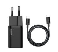 Caricatore Rapido Da Muro 25W USB-C Con Cavo USB-C 1M, Nero, Baseus