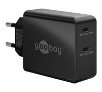 Caricatore rapido doppio USB-C 36 Watt, PD, Caricabatterie Nero