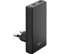 goobay GaN Caricatore USB C piatto da 65 W, doppia porta (2 x USB-C), design piatto a 90°, ultra sottile e salvaspazio, per Apple, Samsung, Huawei, tablet, ecc.,nero,75725
