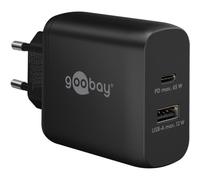 Goobay 65409 Dual Charger 65W / USB-C & USB-A Caricatore rapido Power Delivery/Alimentatore di ricarica con 2 porte USB/caricatore per cellulare, iPad, tablet, ecc.