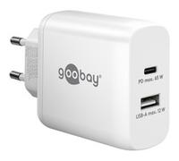 Caricatore rapido duale USB-C, PD, GaN, 65 watt, Caricabatterie bianco