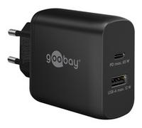 Caricatore rapido duale USB-C, PD, GaN, 65 watt, Caricabatterie Nero