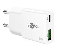 Caricatore rapido duale USB-C PD GaN Slim 30 W, Caricabatterie bianco