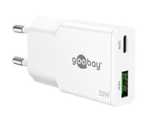 Caricatore rapido duale USB-C PD GaN Slim 30 W, Caricabatterie bianco