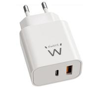 Caricatore Rapido Ewent EW1318 20W USB-C PD e USB-A QC GaN Compatta