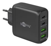 GOOBAY 64817 - Caricabatterie USB, 68 W, 2 USB-A (QC), 2 USB-C (PD), GaN, nero