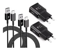 Caricatore Rapido Originale di Tipo C, con cavo di Ricarica USB di Tipo C per Samsung Galaxy S8, S8 Plus, S9, S9 Plus, S10, S10 Plus, S10e, A12e, A50, A51, A40, Z Flip2, Z Flip3 (2 Confezioni/Nero)