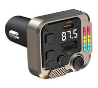 Caricatore rapido per auto PD 30 W caricatore rapido per auto USB C | Luce d'atmosfera a 7 colori 5,3 trasmettitore FM adattatore per auto, caricatore per lettore musicale a doppia porta per tablet