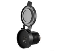 Caricatore rapido per veicoli con doppia porta USB A e porte, ricarica rapida PD e QC, realizzato in ABS ignifugo, adatto per moto, auto, ATV (doppio tipo C PD)